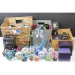Large collection of over 65 glass paperweights, to include Laucharne Glass, Isle of Wight, Bristol