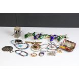 A small group of collectables to include costume jewellery, Russian medal and a 18ct gold mounted