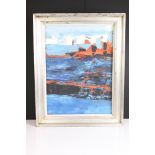M.A.K., 20th century Oil on Canvas Coastal Landscape with dwellings in summer, signed, 50cm x 37cm