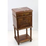 19th century Bedside Cabinet, the marble top over a single drawer, pot cupboard with drop front