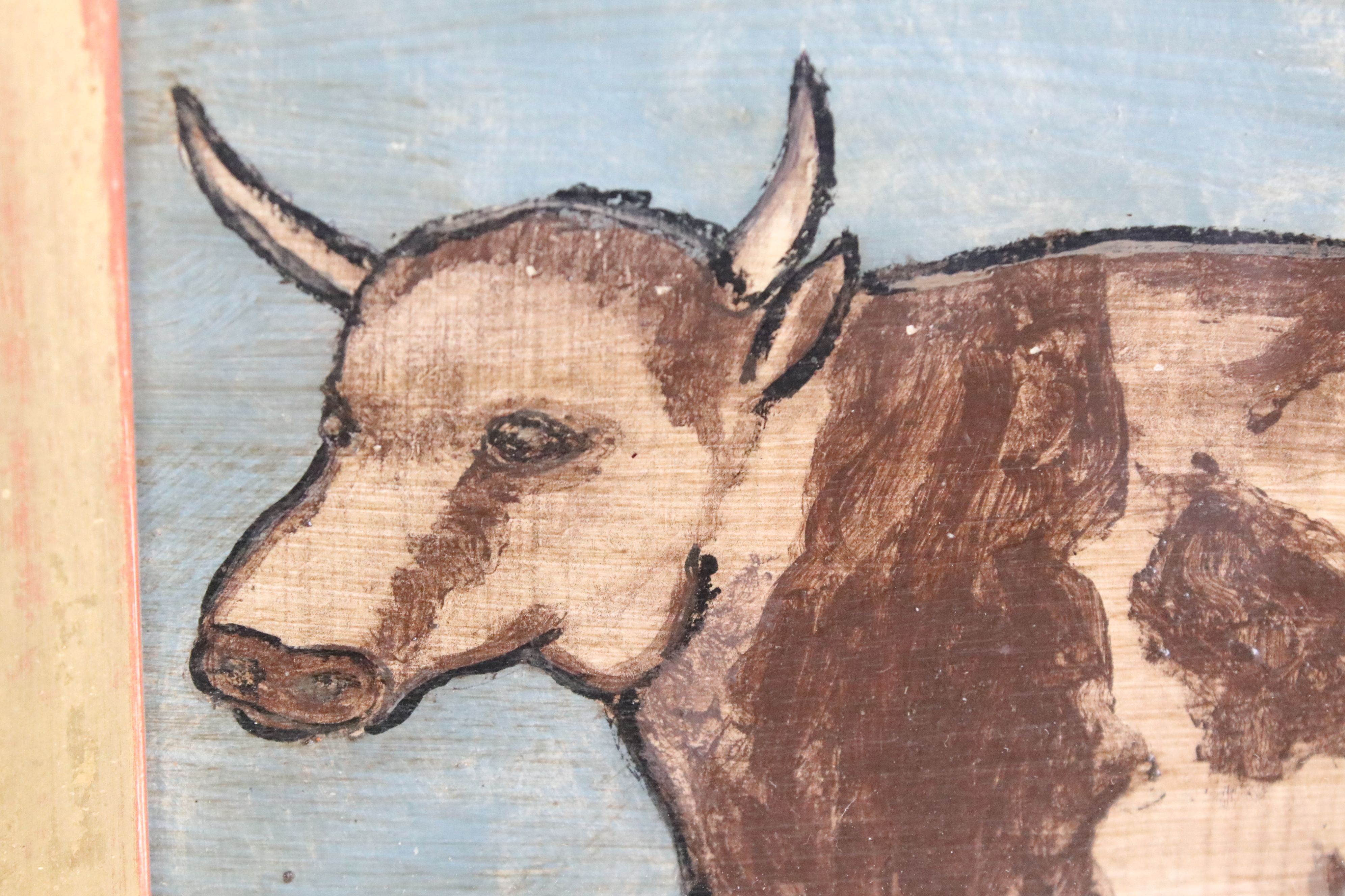 Oil Painting of a Prize Bull, 22cm x 29cm, framed and glazed - Image 3 of 5