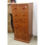 Tall Pine Chest of Two Short over Five Long Drawers, 61cm wide x 55cm deep x 137cm high
