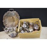 Good lot of Silver Plated Items including a Large Oval Tray with foliate rim, Mappin & Webb Five