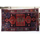 Red and Blue Ground Wool Rug, 210cm x 126cm
