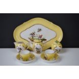 Late 19th / Early 20th Century Miniature Cabaret Tea Set for Two, with hand painted ornithological