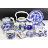 Collection of mixed blue & white ceramics, 19th century onwards, to Adams Ironstone, George