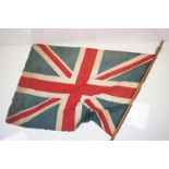 Vintage Union Jack Cloth Flag (measures approx 120cm x 84cm - excluding pole)