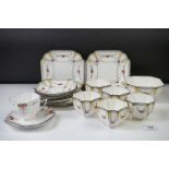 Shelley Queen Anne 'Garland of Fruit ' tea ware, pattern no. 11501, to include 5 teacups &