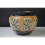 Early 20th Century Doulton Lambeth Stoneware Jardiniere, with relief moulded floral decoration on