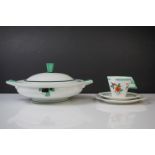 Shelley - A ' Vogue Green Blocks ' pattern tureen & cover (28cm wide, pattern no. 11785), together