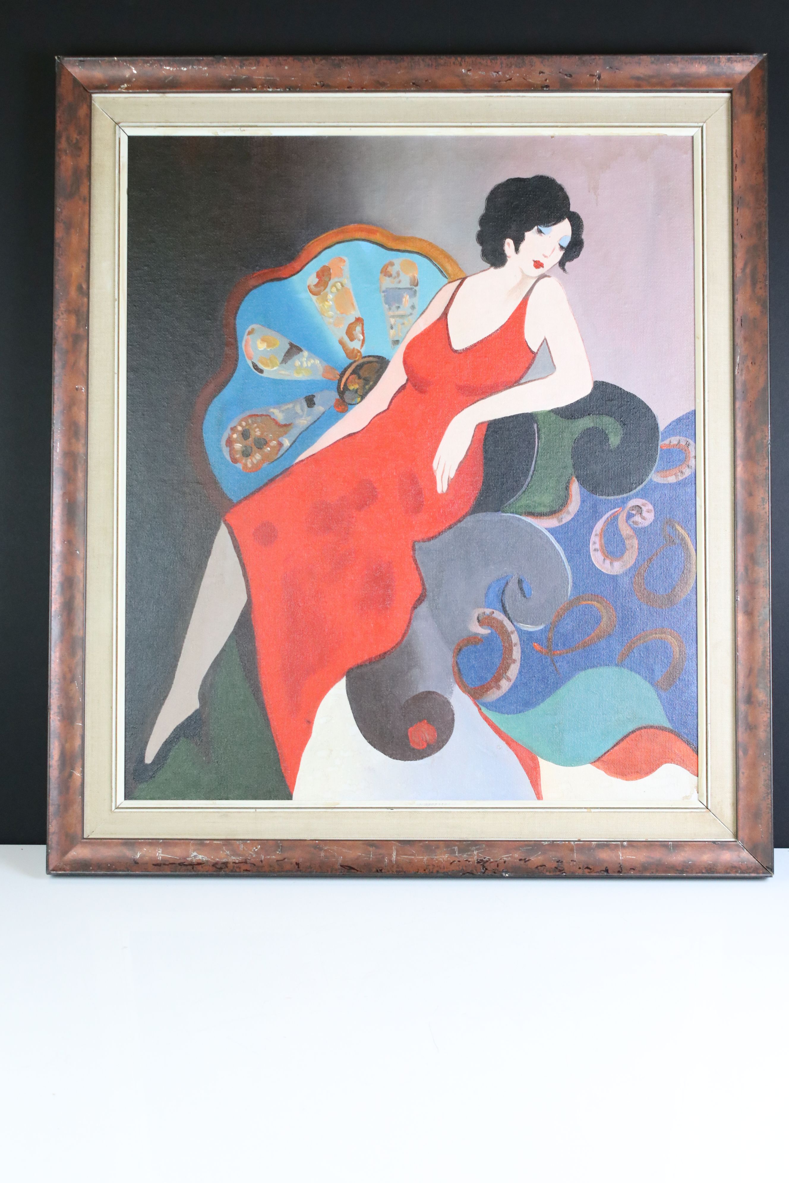 Studio Framed Oil Painting Portrait of a Lady of leisure, 58cm x 50cm