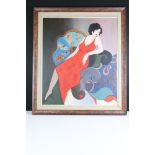 Studio Framed Oil Painting Portrait of a Lady of leisure, 58cm x 50cm