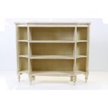 Painted Breakfront Bookcase with shelves to the sides, 111cm wide x 90cm high x 28cm wide