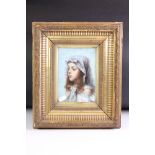 20th Century Oil on Panel Portrait of a Young Girl, signed L Ross to lower right, gilt framed &