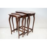 Nest of Three Mahogany Tables of Kidney shape, largest 60cm long x 58cm high