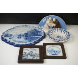 Late 17th / early 18th century Delft lobed dish, possibly Frankfurt, with central floral motif (22cm