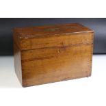 19th century Oak Document Box with Brass recessed handle to lid, 41cm long x 28cm high