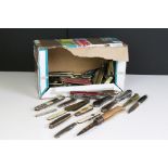 A large collection of mainly vintage pen knives, to include two silver bladed pen knives (