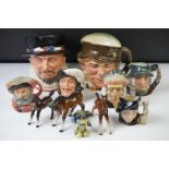 Seven Royal Doulton character jugs to include Beefeater, Paddy, North American Indian, Falstaff,