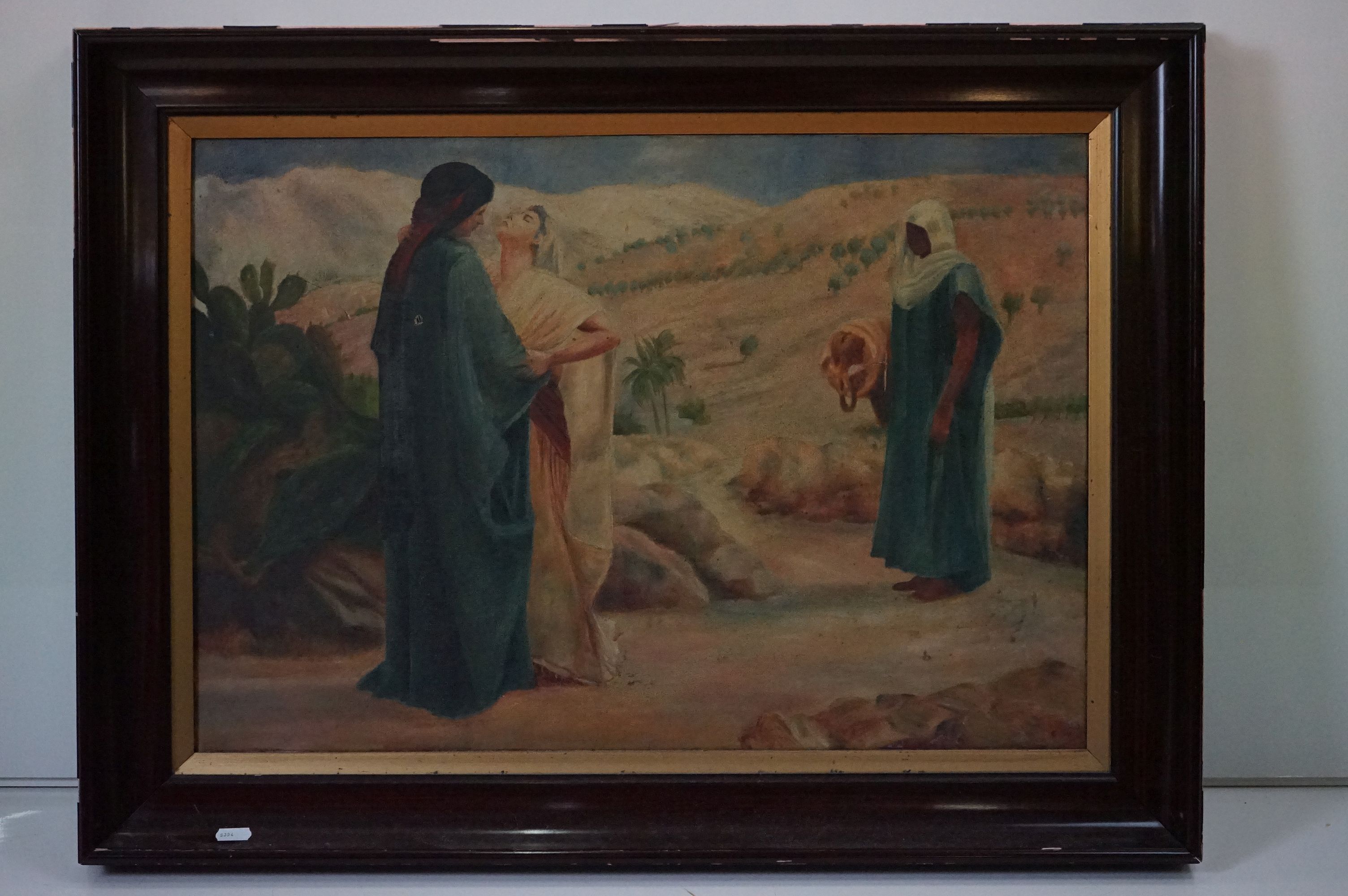 After Philip Hermogenes Calderon, Oil Painting on Canvas of Ruth and Naomi, 45cm x 66cm, framed