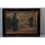 After Philip Hermogenes Calderon, Oil Painting on Canvas of Ruth and Naomi, 45cm x 66cm, framed