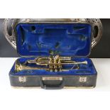 Cased York Senator Coronet together with a Silver Plate Oval Serving Tray with pierced foliate