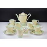 Royal Albert Art Deco Coffee Set for Six, in lime green & yellow, to include a coffee pot & cover (
