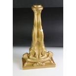 Art Deco Style painted plaster table lamp base, in the form of two symmetrical female nudes, their