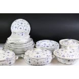 Collection of ' Denmark Blue ' blue & white ceramics to include Furnivals (2 tureens & covers, 2