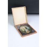 Erotic Miniature Oval Painting of a Couple in a Woodland, 8cm x 6cm, framed, glazed and fitted in