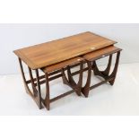 G-Plan, set of Mid century Retro Teak ' Astro' Nest of Three Tables, largest table 100cm long x 51cm
