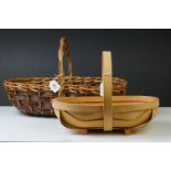 Wicker Flower Basket, 50cm long together with a Bentwood Flower Basket