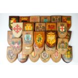 Collection of approximately Thirty Two Wooden Shield, hand painted with mainly Italian Crest, 16cm