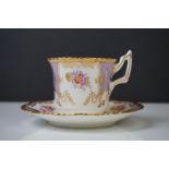 Coalport ' Lilac Batwing ' pattern teacup & saucer, pattern no. 3517 (saucer diameter 14cm)