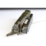 Green Leather Covered Trim Telephone with press button dial