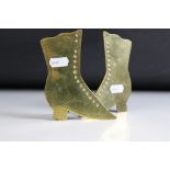 Pair of 19th Century Small Brass Fireside Boot Ornaments, 12cm high