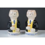 Advertising - Two Martell Brandy figural water jugs, 16.5cm high