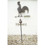 Brass Cockerel Weathervane, possibly Courage 140cm high