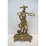 Brass Figural Stick Stand in the Rococo manner, 33cm wide x 58cm high