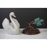 Lladro Porcelain Swan Figure (no. 5231 - 18cm high), together with a Border Fine Arts sculpture of a