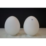 Pair of Italian Egg Shaped Opaque Glass Table Lamps, 29cm high
