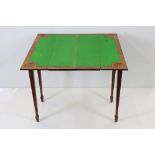 Early 20th century Oak Card Table, the twin hinged lids opening to a green baise playing surface