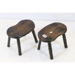 Pair of Oak Antique Hearth Stools, 29cm long x 22cm high