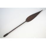 Melanesian or Polynesian Wooden Ceremonial Paddle Club Spear, the tear drop blade carved with