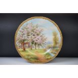 Royal Worcester hand painted cabinet plate titled 'Apple Blossom Old Storrige, Worcester St'