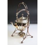 Early 20th century Silver Plated Spirit Kettle complete with burner, 38cm high