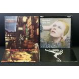 Vinyl – 4 David Bowie and related albums to include Hunky Dory (UK 1st Pressing no Mainman credit,