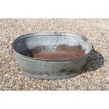 Large Galvanised Oval Bath Tub / Garden Planter, 82cm long x 28cm high