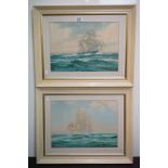 R Macgregor (Wilfred Knox 1884 - 1966) Pair of Watercolours of Sailing Ships at Sea, signed lower