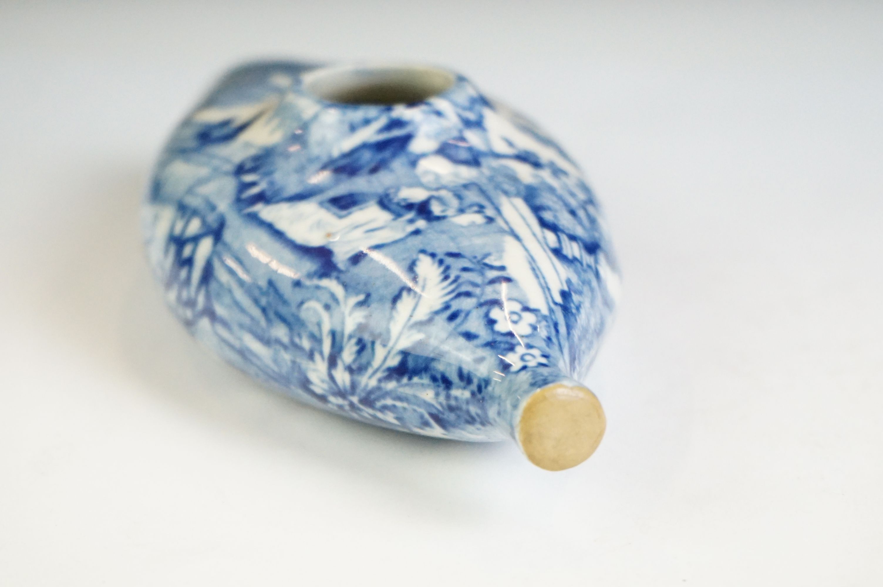 19th century Blue and White Transfer Printed Baby Feeder, `17cm long - Image 5 of 7